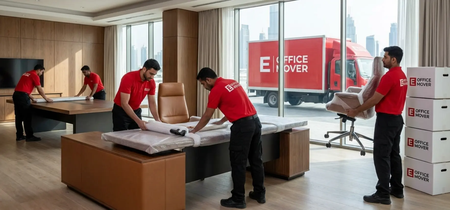 Office furniture relocation disassembly and reinstallation in Dubai