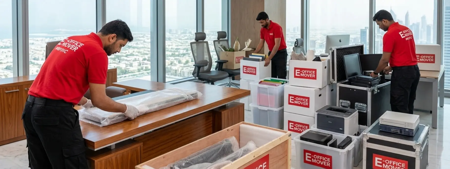 New office fit-out packing support and staging service Dubai